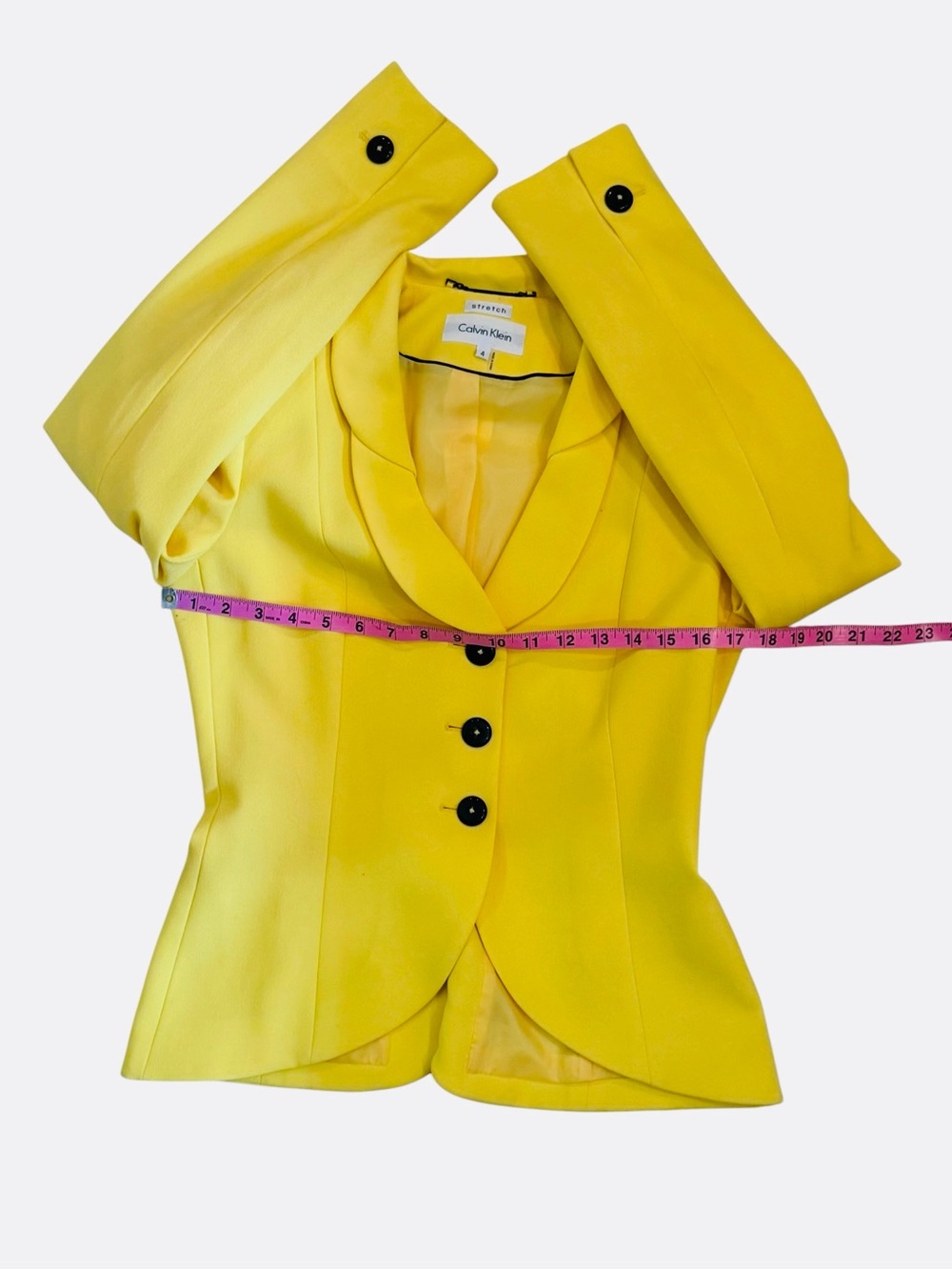 Calvin Klein Blazer Jacket Yellow Lined 3 Buttons - Picture 5 of 8